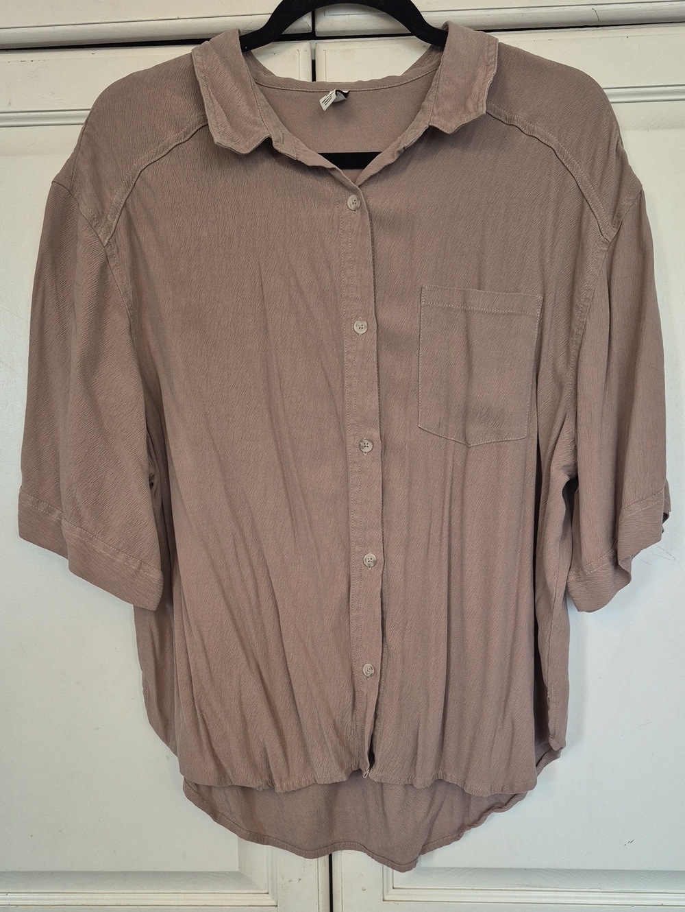 Gentle Fawn Dusty Mauve Tencel Button-Up Short Sleeve Blouse